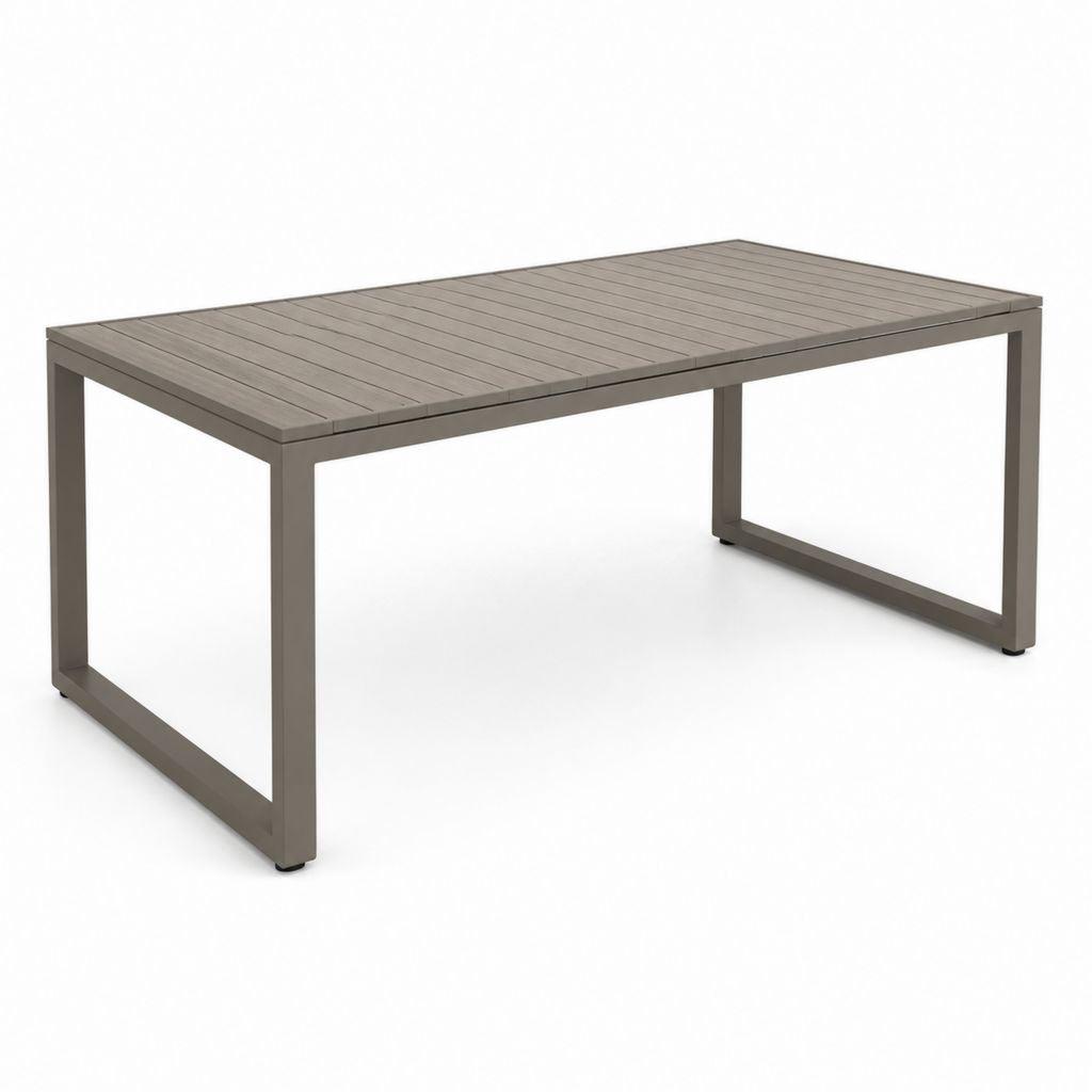Tavolo da giardino rettangolare tortora in alluminio 180 x 90 x 75 cm