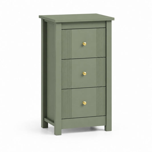 Cassettiera stretta a 3 cassetti verde salvia in MDF rettangolare 45 x 35 x 80 cm