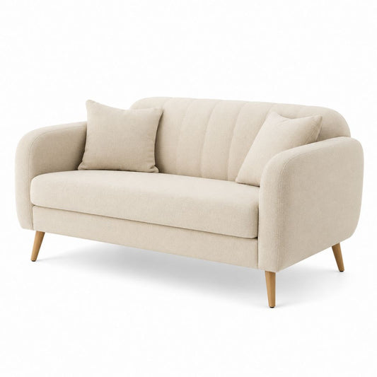 Divano 2 posti rettangolare beige in poliestere 160 x 85 x 82 cm